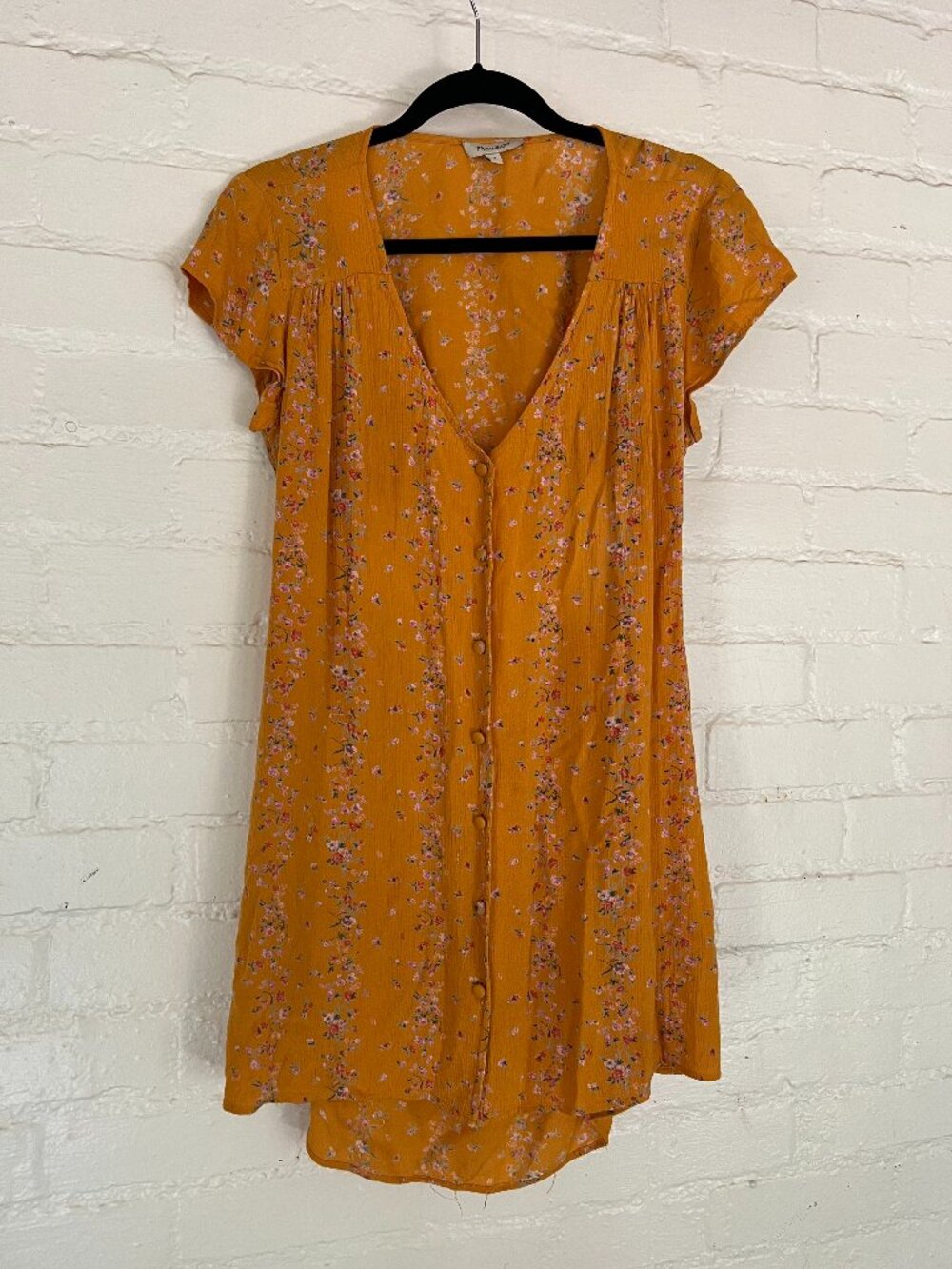 Flynn Skye Rayon 90s Style Orange Floral Mini Dress Size 2 Medium